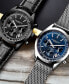 ფოტო #2 პროდუქტის Men's Quartz Chronograph Date Silver-Tone Stainless Steel Mesh Bracelet Watch 44mm