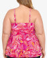 Фото #2 товара Swim Solutions FUCHSIA PINK Plus Size Tummy-Control Bow-Front Swimdress Size 18W