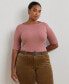 ფოტო #1 პროდუქტის Plus Size Stretch Cotton Boatneck Top