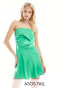 ASOS DESIGN Tall bandeau asymmetric bias satin mini dress in bright green