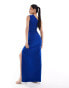 Фото #2 товара Vesper one shoulder thigh split detail maxi dress in cobalt