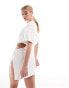 Фото #2 товара SNDYS short sleeve ruched side cut out mini dress in white