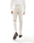 Фото #2 товара ASOS DESIGN smart slim fit linen blend trousers in stone