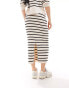 Vila lightweight knit maxi skirt co-ord in cream stripe M - фото #10