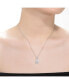 ფოტო #3 პროდუქტის Sterling Silver White Gold Plated Clear Pear with Round Cubic Zirconia Halo Infinity Necklace