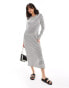 New Look long sleeve crochet maxi dress in stripe