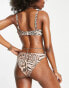 ASOS DESIGN Fuller Bust mix and match rib step front underwired bikini top in leopard animal print