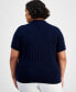 ფოტო #2 პროდუქტის Plus Size Ribbed Short-Sleeve Polo Sweater