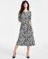 Фото #1 товара Women's Printed Elbow-Sleeve Midi Dress