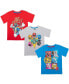 Toddler Boys Red Yellow Blue Black Pink 3 Pack T-Shirts to