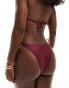 Фото #4 товара Hunkemoller high leg tanga bikini bottom with flower detail in brown