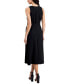 ფოტო #2 პროდუქტის Women's Belted Stretch Crepe Sunburst-Pleat Dress