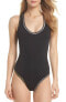 Фото #1 товара La Blanca Black Women's Size 6 One-piece Shimmer Open-back Swimwear 148031