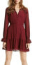 LINI 253760 Womens Long Sleeve Ruffled Dress Solid Mahogany Size 8