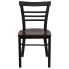 Фото #3 товара Hercules Series Black Ladder Back Metal Restaurant Chair - Mahogany Wood Seat