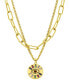 ფოტო #1 პროდუქტის 14K Gold-Plated Adjustable Evil Eye Multi Color Layered Double Necklace