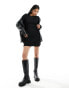 Фото #8 товара Weekday Nicole double layer semi-sheer knit mini dress in black