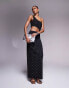 ASOS DESIGN one shoulder studded embellished column maxi dress in black