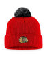Men's Red Chicago Blackhawks Team Cuffed Knit Hat with Pom