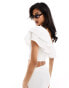 Фото #6 товара Abercrombie & Fitch co-ord one shoulder ruffle top in white