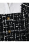 Crop Tüvit Gömlek Balon Kol Düğme Detaylı İki Farklı Kumaş Kullanımlı