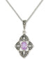 ფოტო #1 პროდუქტის Amethyst (1/2 ct. t.w.) & Marcasite Flower 18" Pendant Necklace in Sterling Silver