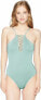 Фото #1 товара Hobie Women's 239439 High Neck Strappy Front One Piece Ice Blue Swimsuit Size M