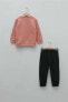 Фото #2 товара Bisiklet Yaka Uzun Kollu Unisex Bebek Sweatshirt Ve Pantolon 2li Takım