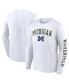 Фото #1 товара Men's White Michigan Wolverines Distressed Arch Over Logo Long Sleeve T-shirt