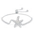 ფოტო #1 პროდუქტის Silver Plate Cubic Zirconia Starfish Adjustable Bolo Bracelet