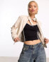 Фото #1 товара COLLUSION Y2K fitted faux leather biker jacket in ecru