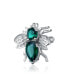 Cubic Zirconia Sterling Silver White Gold Plated Bee Pin