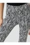 Zebra Desenli Ispanyol Paça Pantolon Yüksek Bel