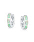 ფოტო #2 პროდუქტის White Synthetic Opal Inlay Iridescent Huggie Hoop Earrings For Women Sterling Silver