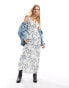 Фото #1 товара Kiss The Sky bust detail chintz floral print maxi dress in blue and white