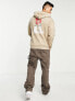 Фото #4 товара ADPT oversized washed hoodie with rose back print in beige