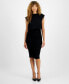 ფოტო #1 პროდუქტის Women's Mesh Blouson Ruched-Skirt Midi Dress, Created for Macy's