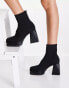 Фото #4 товара Ego Malayah chunky heeled boots in black knit