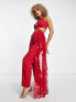 Фото #1 товара Starlet cut-out embroidered jumpsuit with detachable overlay in red