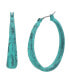 Фото #1 товара Turquoise Patina Textured Hoop Earrings