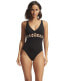 Фото #1 товара Seafolly 291680 Women Eco Sun Stripe One-Piece Black Size 12 (US Women's 8)