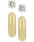 ფოტო #3 პროდუქტის 2-Pc. Set Lab Grown White Sapphire (2-1/10 ct. t.w.) Stud & Polished Half Hoop Earrings in 14k Gold-Plated Sterling Silver