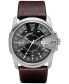 ფოტო #1 პროდუქტის Men's Master Chief Dark Brown Leather Strap Watch 45x51mm