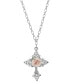 ფოტო #1 პროდუქტის Silver-Tone Crystal Porcelain Rose Cross Pendant Necklace
