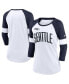 ფოტო #1 პროდუქტის Women's Seattle Seahawks White, Heather College Navy Football Pride Raglan 3/4-Sleeve T-shirt