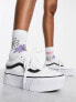 Vans Old Skool Stackform Platform trainers in white leather with black side stripe