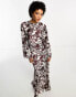 Day 6 flared sleeve low back maxi dress in chocolate animal print 40 - фото #8