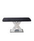 Фото #5 товара Modern Square Dining Table, Stretchable, Printed Black Marble Tabletop, X-Shaped Metal Base