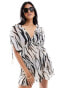 Accessorize tiger print beach kaftan in white