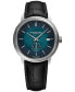 Men's Swiss Automatic Maestro Small Seconds Black Leather Strap Watch 40mm